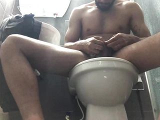 hot young latino masturbates in his in-laws' bathroom